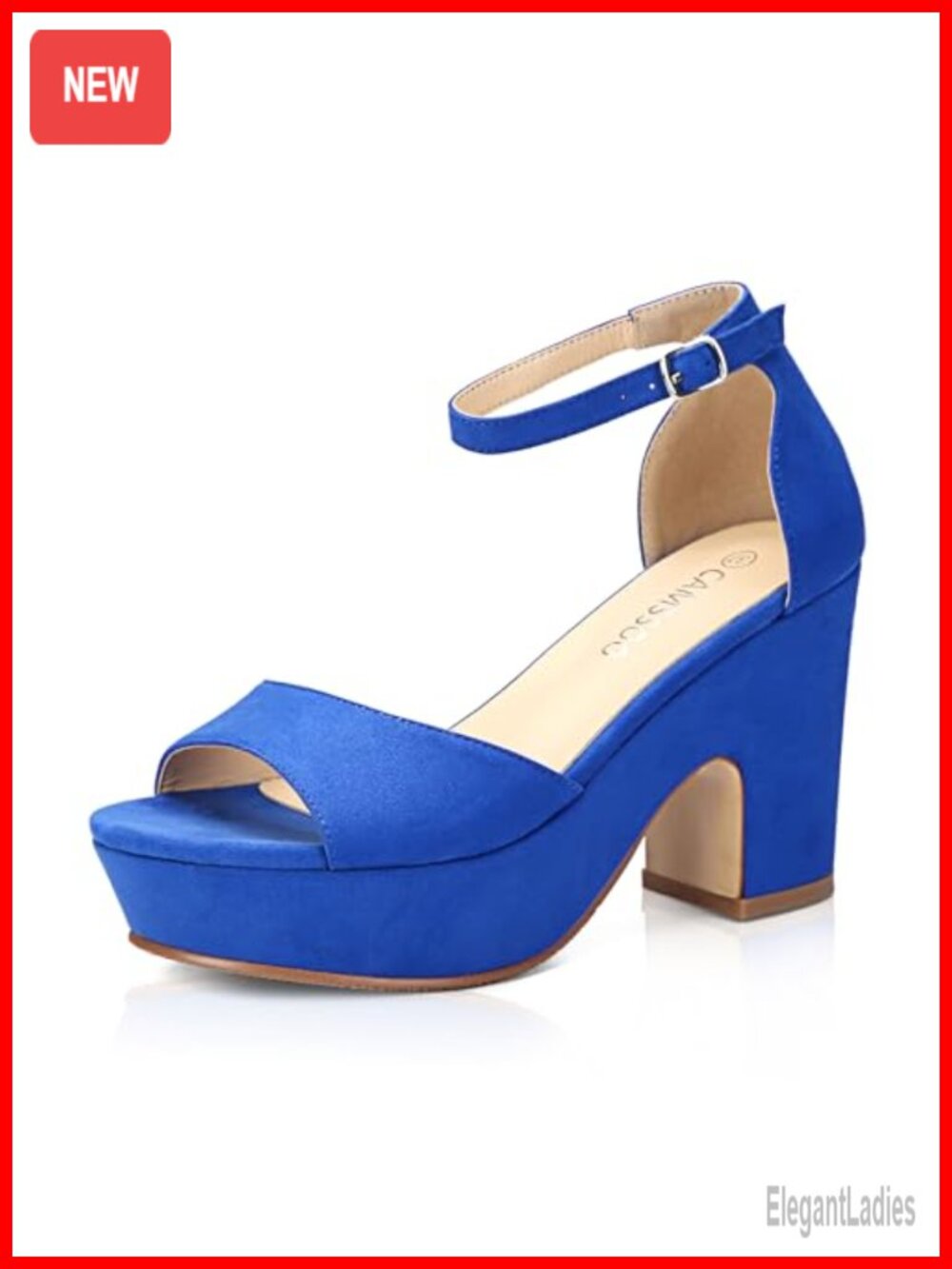 Platform Heels Chunky Block Open Toe Ankle Strap Suede Sandals